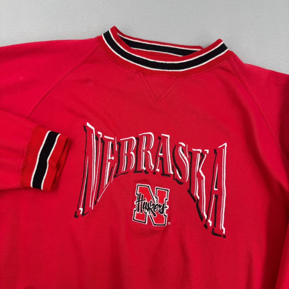 Vintage 90s Nebraska Cornhuskers Huskers Crewneck Sweatshirt Logo 7 Boxy Fit XL